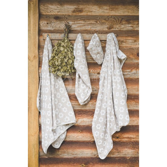 Half-linen women's sauna apron (Gėlės)